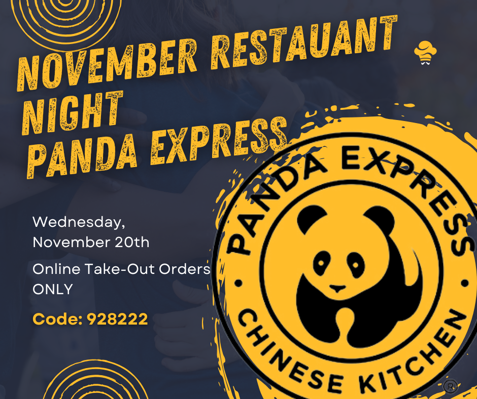  Gray background with yellow text and panda express logo 